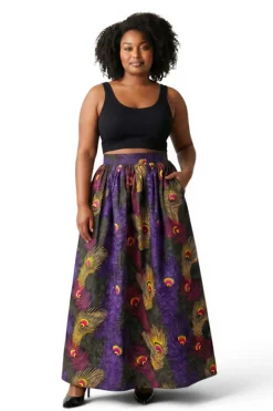 Afrikaanse wax print stof - Paars Geel Royal Peacock - 100% katoen