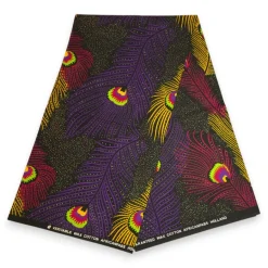 Afrikaanse wax print stof - Paars Geel Royal Peacock - 100% katoen