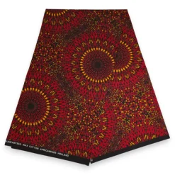Afrikaanse wax print stof - Rood Sunfire Bloom - 100% katoen