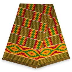 Afrikaanse wax print stof - Rood Kente Print Zigzag Ghana - 100% katoen