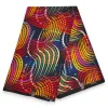 Afrikaanse wax print stof - Rood Multicolor Rainbow Waves - Polycotton