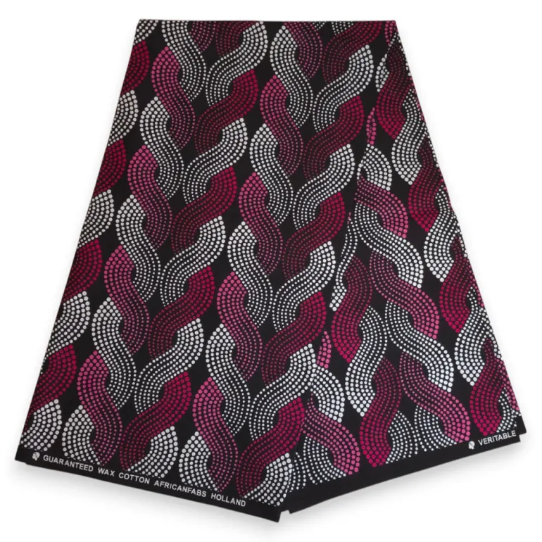 Afrikaanse wax print stof - Roze Wave Pattern - 100% katoen