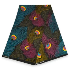 Afrikaanse wax print stof - Roze Blauw Royal Peacock - 100% katoen