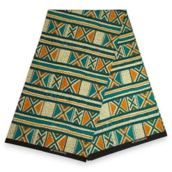Afrikaanse wax print stof - Turkoois Bogolan Heritage - 100% katoen