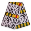 Afrikaanse wax print stof - Wit Zwart Adinkra Grid - Polycotton