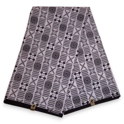Afrikaanse wax print stof - Wit en Zwart Bogolan Grid - 100% katoen