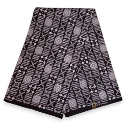 Afrikaanse wax print stof - Zwart en Wit Bogolan Grid - 100% katoen