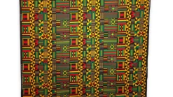 Afrikaanse wax print stof - Zwart Groen Kente Print Ghana - 100% katoen