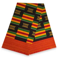 Afrikaanse wax print stof - Zwart Pan Africa Kente Print Ghana - 100% katoen