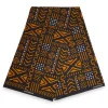 Afrikaanse wax print stof - Zwart Oranje Bogolan Spirit - 100% katoen