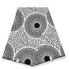 Afrikaanse wax print stof - Zwart Wit Round Patterns - 100% katoen