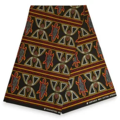 Afrikaanse wax print stof - Zwart Rood Toghu Bamenda Cameroon - 100% katoen