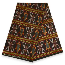 Afrikaanse wax print stof - Zwart Geel Toghu Bamenda Cameroon - 100% katoen