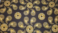 Afrikaanse wax print stof - Zwart Olijfgroen Paisley Sun - 100% katoen