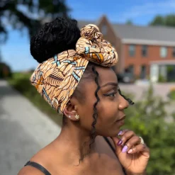 Afrikaanse Zalmkleurig Flower stems hoofddoek - headwrap
