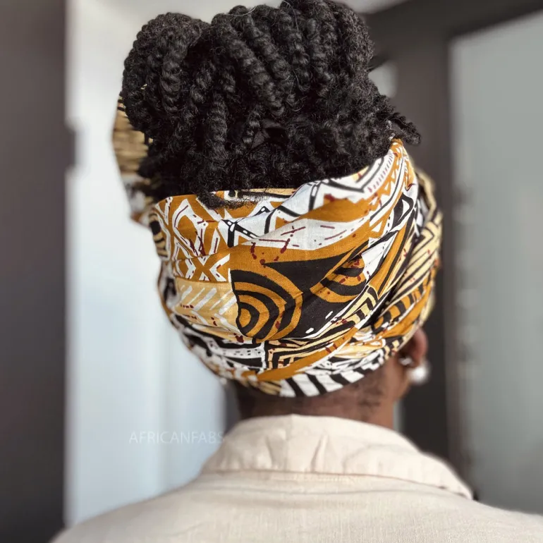Afrikaanse Zand Bogolan Mozaïek hoofddoek - headwrap