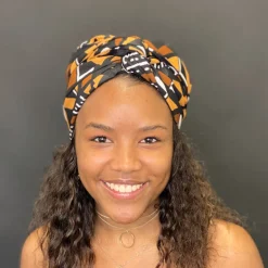 Afrikaanse Zwart / Bruine Bogolan hoofddoek - Mud cloth headwrap