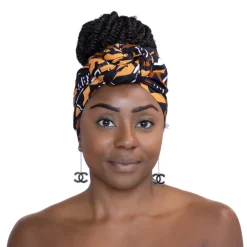 Afrikaanse Zwart / Bruine Bogolan hoofddoek - Mud cloth headwrap