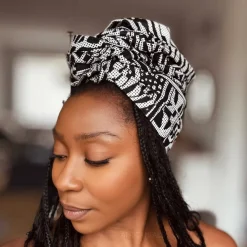 Afrikaanse Zwart & Wit Ndop Cameroon hoofddoek - headwrap