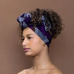 Afrikaanse Zwart / Witte kente hoofddoek - headwrap