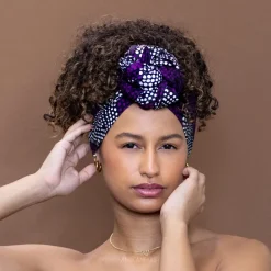Afrikaanse Zwart / Witte kente hoofddoek - headwrap