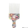 Afro kam - Hair pick Haar volume kam voor krullend en Afro haar - Brede tand kam met print