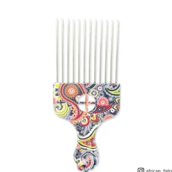 Afro kam - Hair pick Haar volume kam voor krullend en Afro haar - Brede tand kam met print