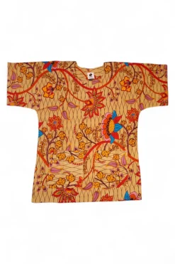 Beige & Oranje Botanical Flow Dashiki Shirt / Dashiki Jurk - Afrikaans shirt - Unisex