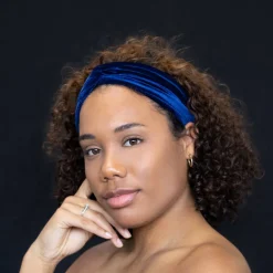 Blauwe Haarband Velvet / Hoofdband van Fluweel - Volwassenen