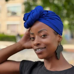 Blauwe hoofddoek / Blauwe headwrap