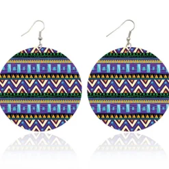 Blauw / Groene tribal patterns - Afrikaanse oorbellen