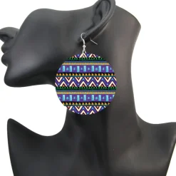 Blauw / Groene tribal patterns - Afrikaanse oorbellen