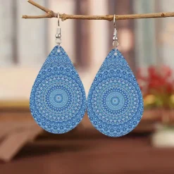 Blauw Mandala druppelvormig - Afrikaanse oorbellen