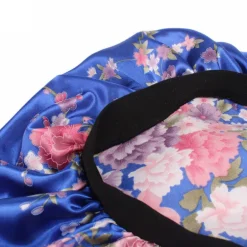 Blauw Roze bloemen Satijnen Slaapmuts / Satin Hair Bonnet / Haar bonnet van Satijn