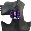 Blauw Roze Samakaka print Oorbellen - Afrikaanse Samacaca drop oorbellen