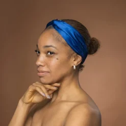 Blauw Satijnen Haarband met Twist - Hoofdband voor Volwassenen