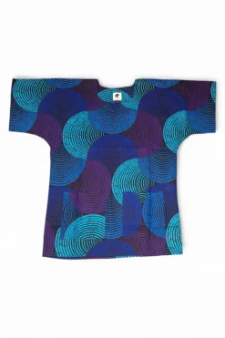 Blauw & Turquoise Concentric Circle Design Dashiki Shirt / Dashiki Jurk - Afrikaans shirt - Unisex