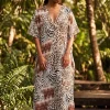 Boho rayon kaftan jurk - Bruin Beige Safari Blend