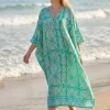 Boho rayon kaftan jurk - Turkoois Sea Fern