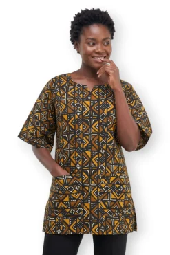 Bruin Bogolan Heritage Dashiki Shirt / Dashiki Jurk - Afrikaans shirt - Unisex