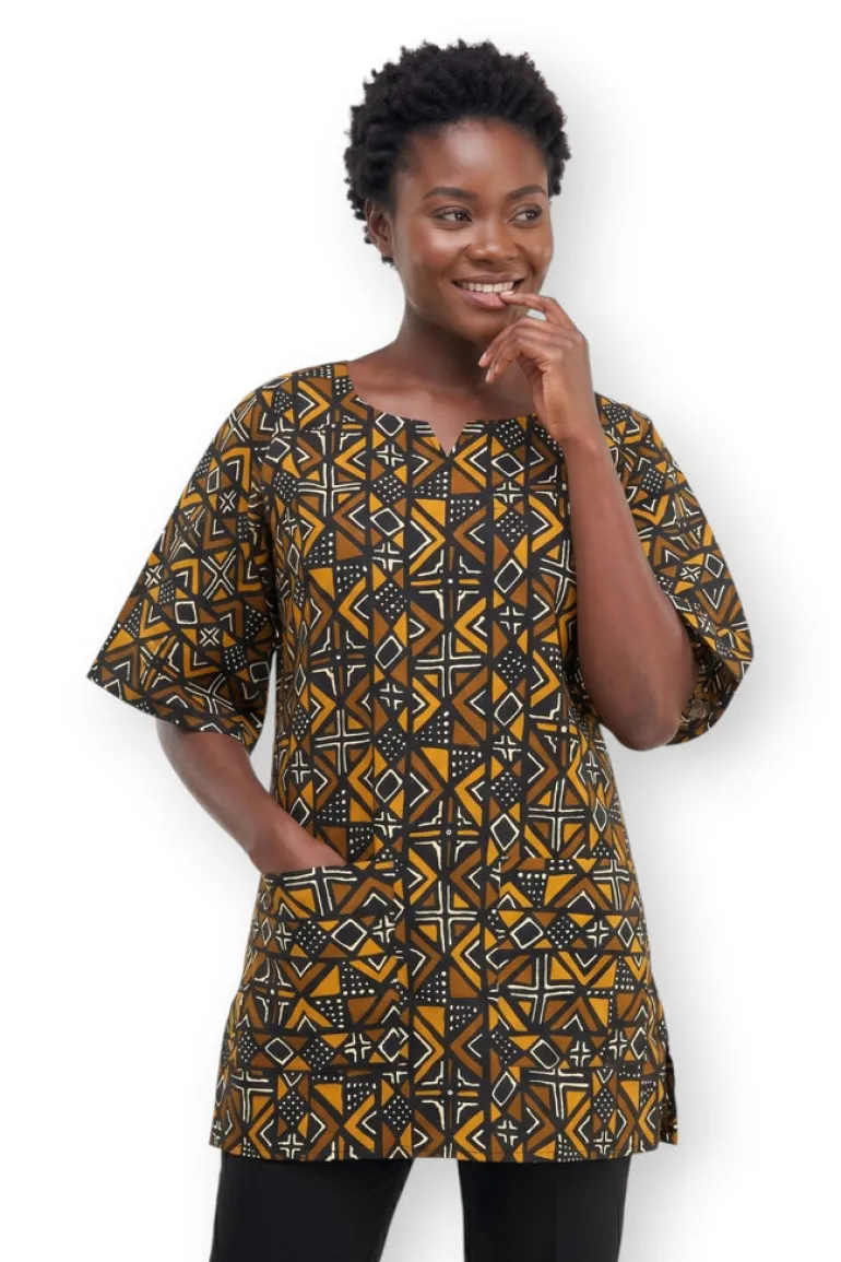 Bruin Bogolan Heritage Dashiki Shirt / Dashiki Jurk - Afrikaans shirt - Unisex