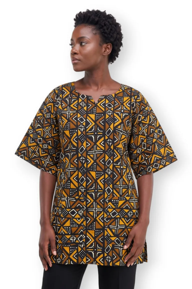 Bruin Bogolan Heritage Dashiki Shirt / Dashiki Jurk - Afrikaans shirt - Unisex