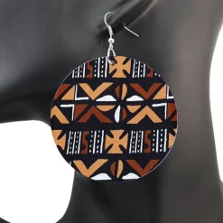 Bruine Mud cloth - Afrikaanse oorbellen
