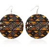 Bruin Oranje Mud cloth - Afrikaanse oorbellen