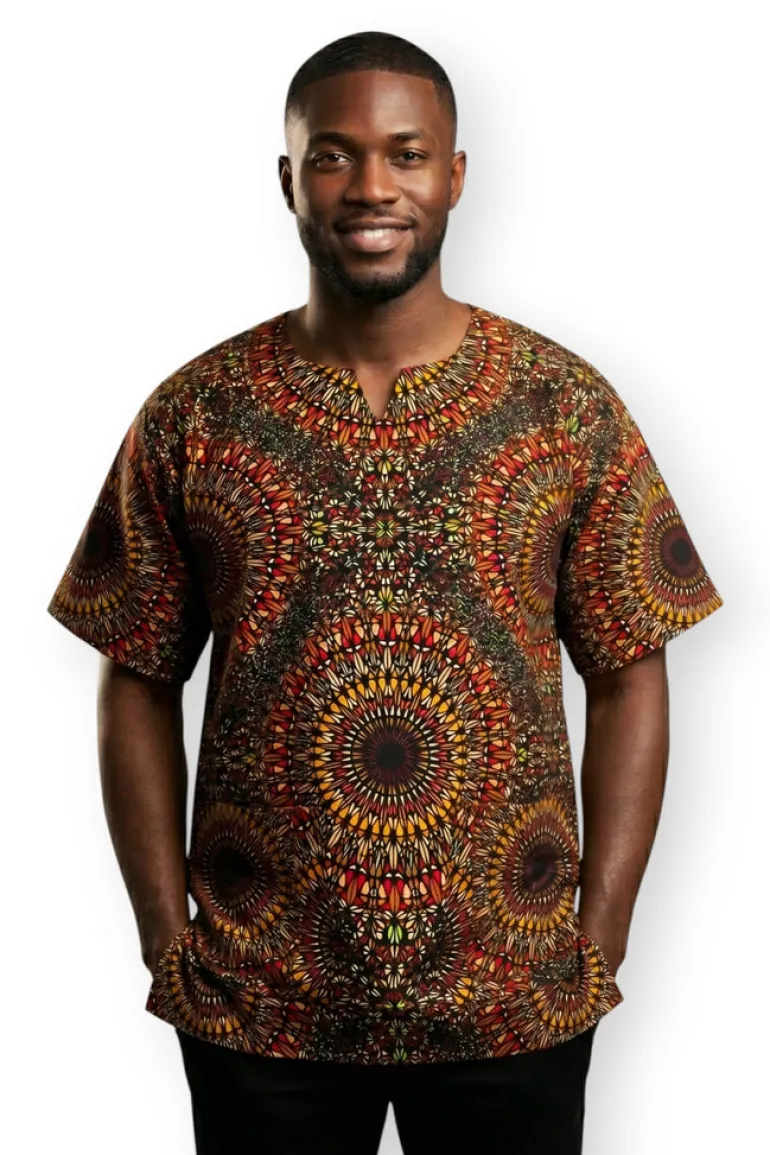 Bruin Oranje Savanna Sun Dashiki Shirt / Dashiki Jurk - Afrikaans shirt - Unisex