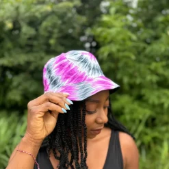 Bucket hat / Vissershoedje met Afrikaanse print - Paarse Tie Dye - Kinderen & Volwassenen (Unisex)
