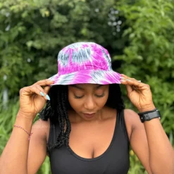 Bucket hat / Vissershoedje met Afrikaanse print - Paarse Tie Dye - Kinderen & Volwassenen (Unisex)