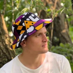 Bucket hat / Vissershoedje met Afrikaanse print - Paarse Samakaka - Kinderen & Volwassenen (Unisex)