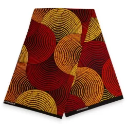Bucket hat / Vissershoedje met Afrikaanse print - Rood & Geel Concentric Circle Design - Kinderen & Volwassenen (Unisex)