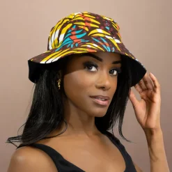 Bucket hat / Vissershoedje met Afrikaanse print - Multicolor Feathers - Kinderen & Volwassenen (Unisex)
